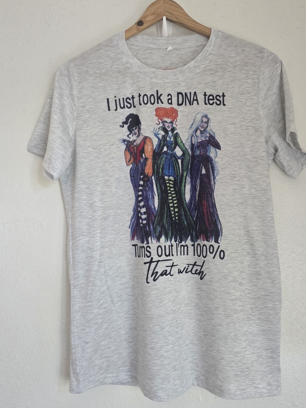 Graphic Tee - Light Gray 'I Just Took a DNA Test' Witch Design